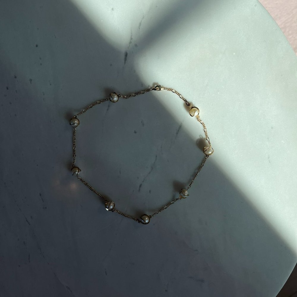Pearl Gold Necklace Lobster Clasp
